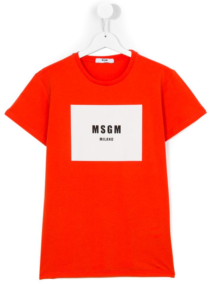 Msgm Kids Print T-shirt, Boy's, Size: 14 Yrs, Yellow/orange