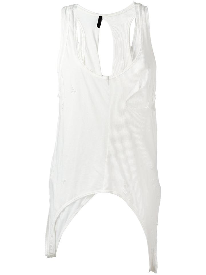 Unravel Project Ribbed Double Layerd Tank, Women's, Size: Medium, White, Cotton