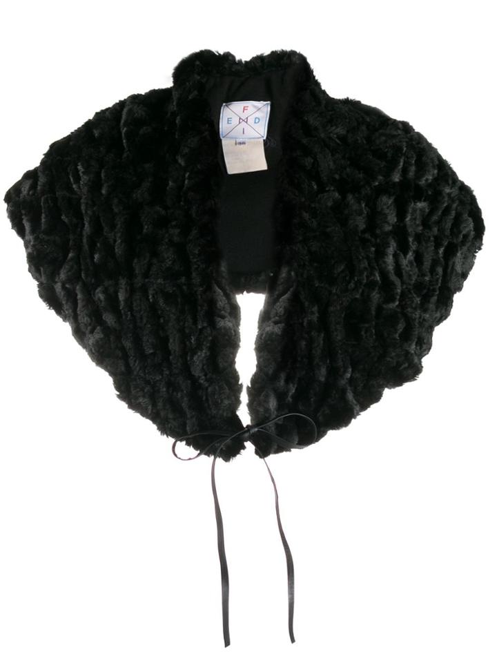 Fendi Pre-owned 1990s Faux Fur Cape - Black