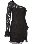 Alexis One Shoulder Lace Dress - Black