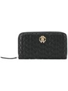 Roberto Cavalli Logo Quilted Zip-around Wallet - Black