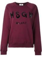 Msgm Logo Print Sweatshirt, Women's, Size: Large, Pink/purple, Cotton