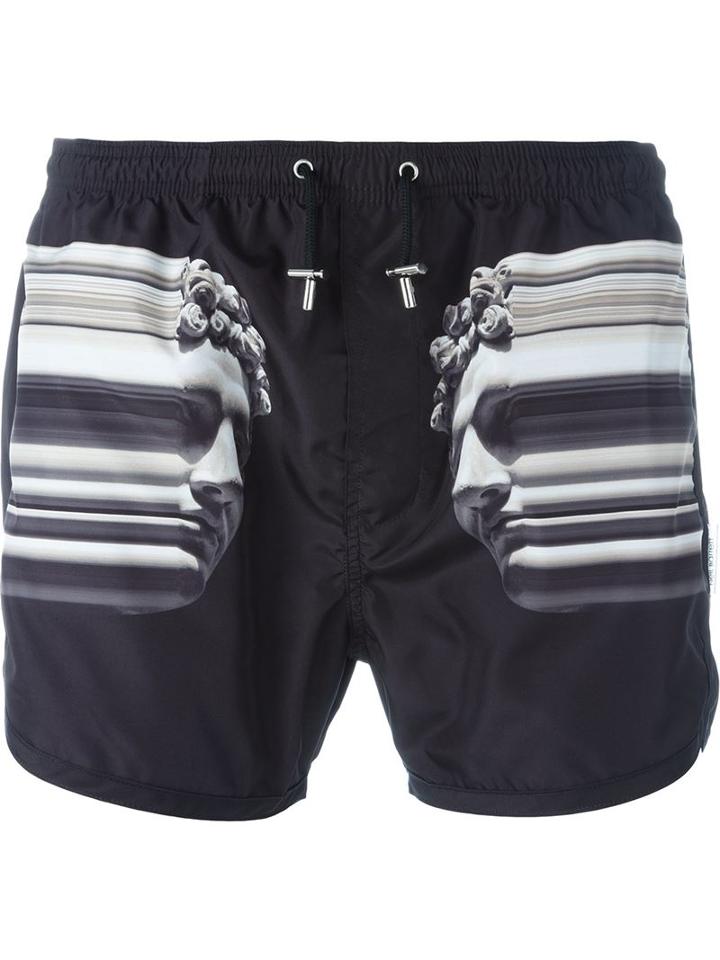 Neil Barrett Warped Bust Print Swim Shorts