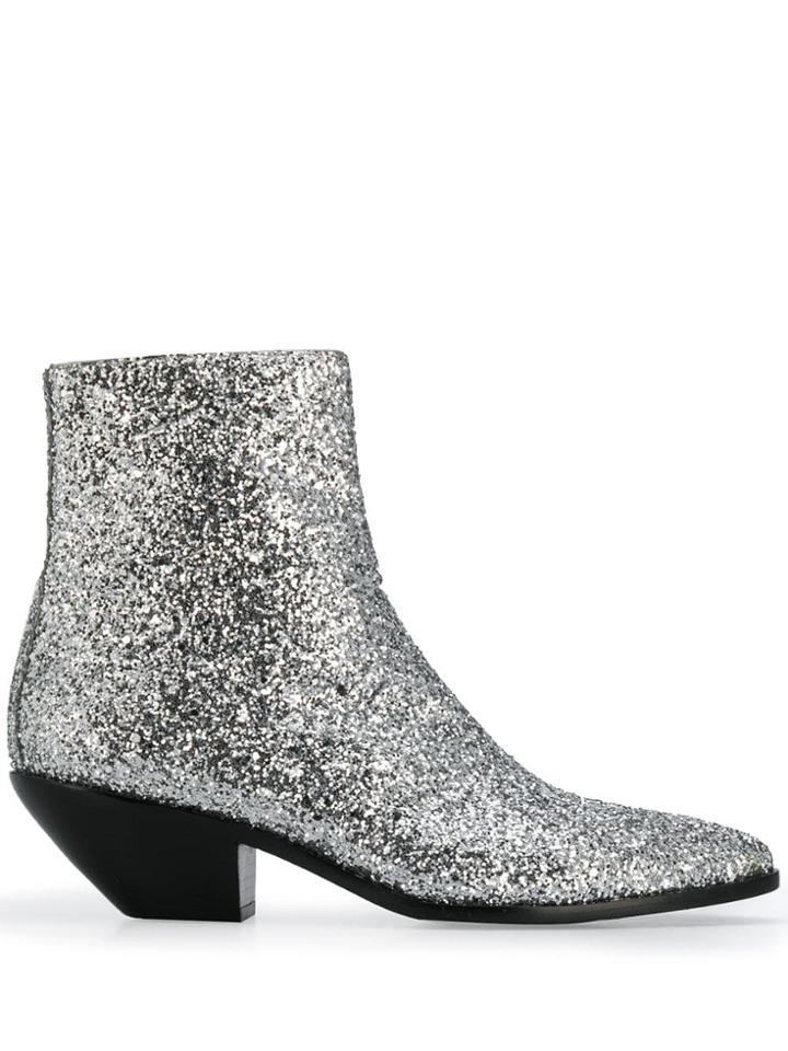 Saint Laurent West 45 Boots - Silver