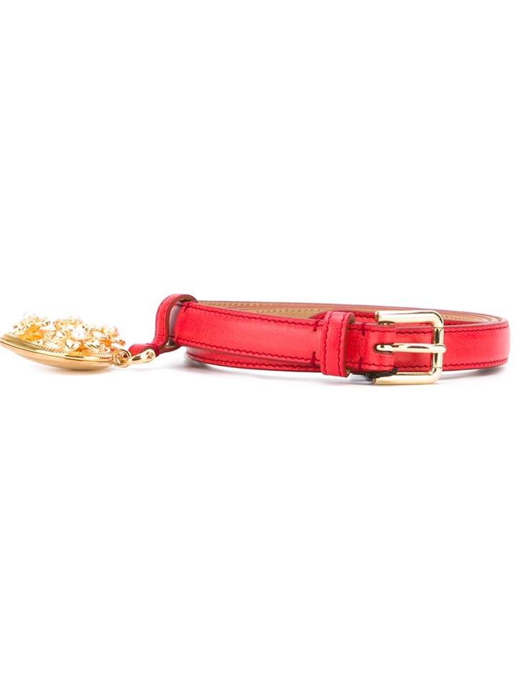 Dolce & Gabbana Sacred Heart Belt, Women's, Size: 75, Red, Leather/metal Other