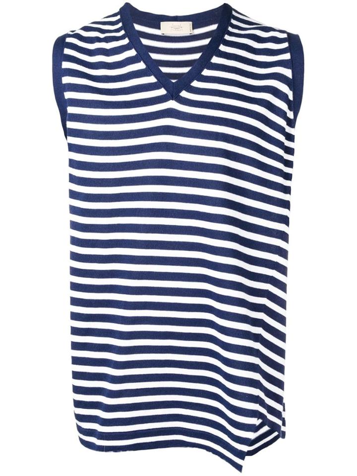 Maison Flaneur Striped Sleeveless Pullover - Blue