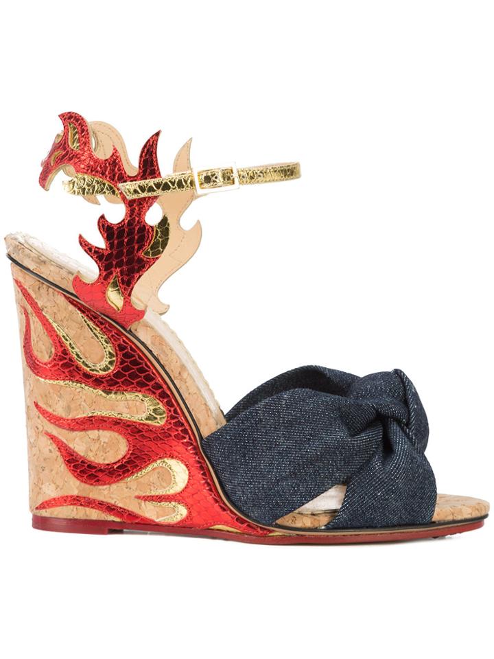 Charlotte Olympia Flame Wedge Sandals - Blue