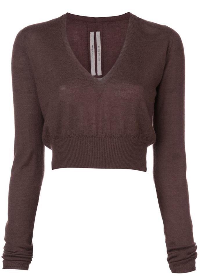 Rick Owens Cashmere V-neck Jumper - Brown