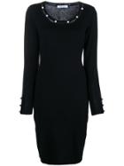 Blumarine Pearl Embellished Fitted Dress - Black