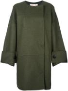 Marni Double Breasted Coat, Women's, Size: 40, Green, Polyamide/virgin Wool