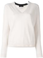 Twin-set V-neck Pullover, Women's, Size: Xxl, Nude/neutrals, Polyester/cashmere