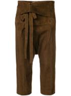 Saint Laurent Cropped Drop-crotch Trousers - Brown
