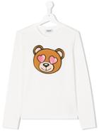 Moschino Kids - Bear Print Long Sleeve T-shirt - Kids - Cotton/spandex/elastane - 14 Yrs, White