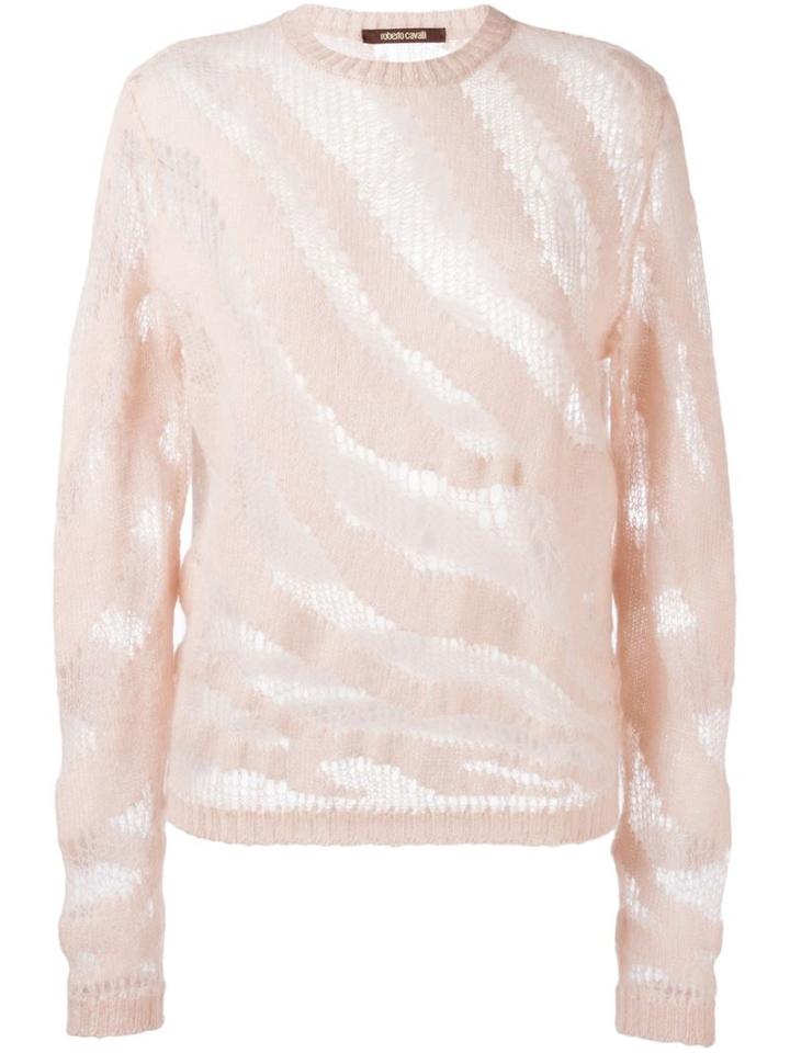 Roberto Cavalli 'animalier' Sweater, Women's, Size: 38, Pink/purple, Polyester/mohair/wool