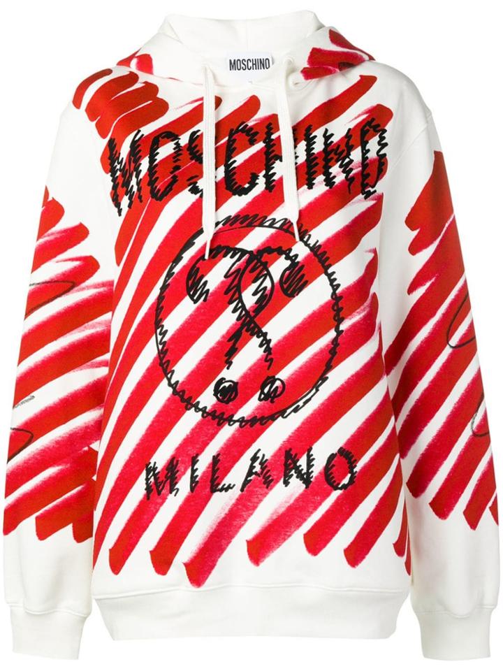 Moschino Oversized Brushstroke Hoodie - White