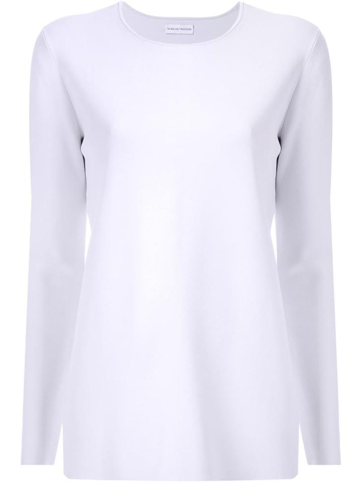 Scanlan Theodore Micro Crepe Crew Neck Sweater, Women's, Size: Medium, Nude/neutrals, Cashmere