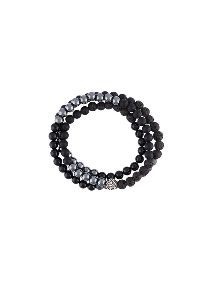 Nialaya Jewelry Beaded Wrap Around Bracelet, Men's, Size: Small, Black