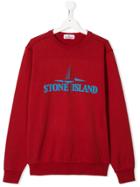 Stone Island Junior Teen Logo Print Sweatshirt - Red