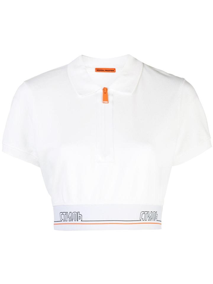 Heron Preston Crop Polo Top - White