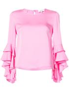 Milly Frill Bell Cuff Blouse - Pink & Purple