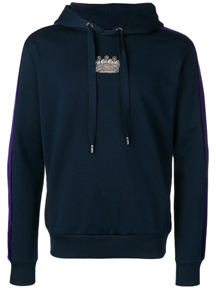 Dolce & Gabbana Crown Embellished Hoodie - Blue