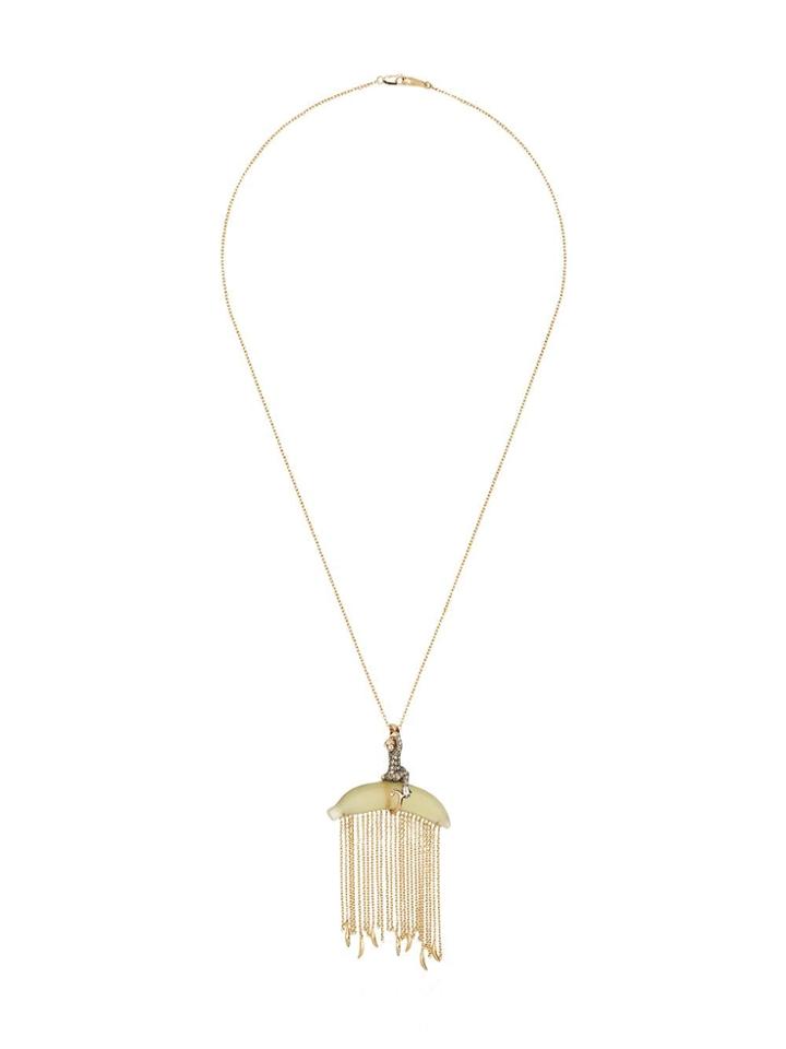 Bibi Van Der Velden Yellow 18k Gold And Diamond Monkey Necklace