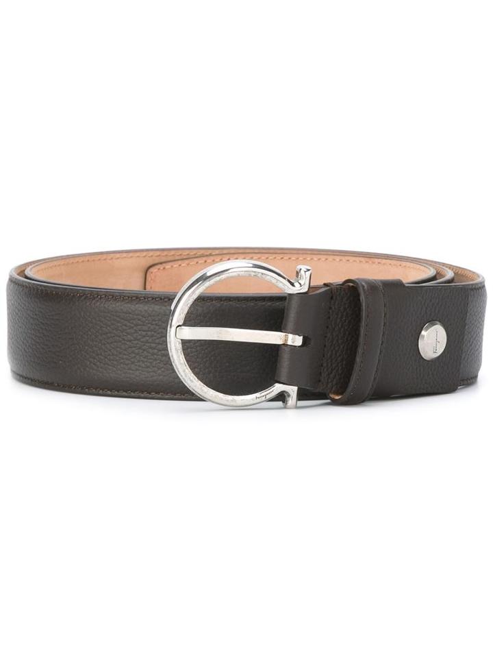 Salvatore Ferragamo Gancino Buckle Belt, Size: 105, Brown, Leather