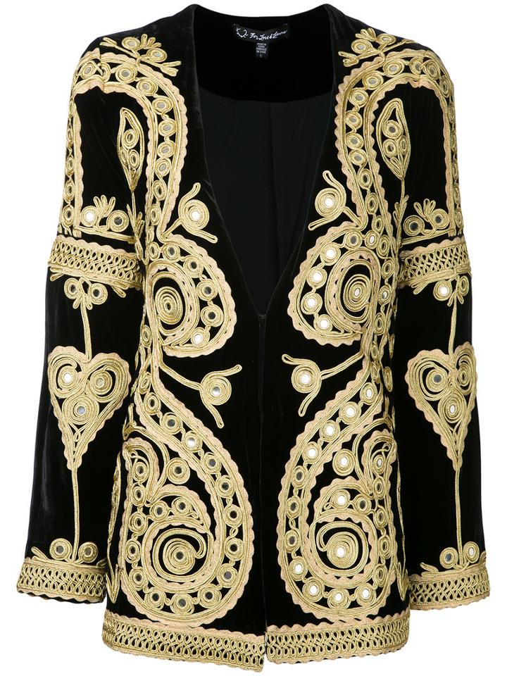 For Love And Lemons - Embroidered Mirror Jacket - Women - Silk/rayon - S, Black, Silk/rayon