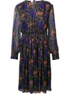 Msgm Sheer Printed Dress, Women's, Size: 38, Blue, Polyester/silk