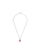 Chanel Vintage Cc Logo Necklace, Women's, Red