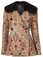 Derek Lam Double Breasted Pea Coat With Fur Collar - Green