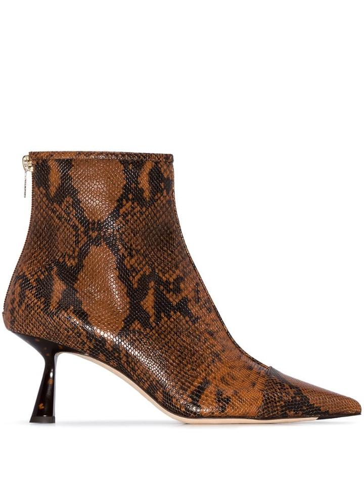 Jimmy Choo Kix Snakeskin-effect Ankle Boots - Brown