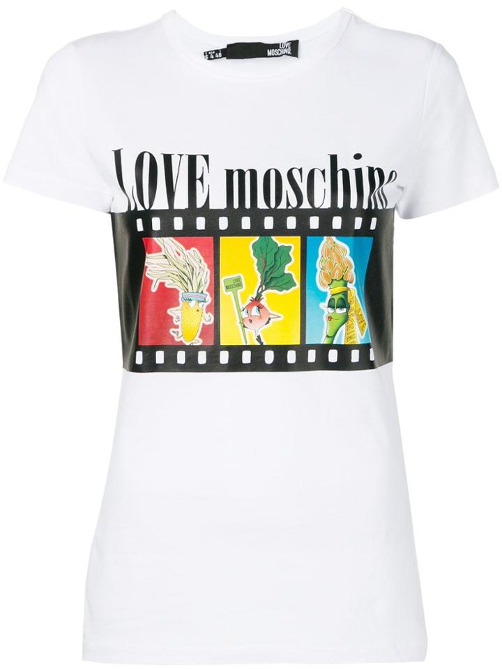 Love Moschino Logo Cartoon Print T-shirt - White