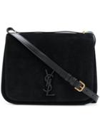 Saint Laurent Logo Foldover Shoulder Bag - Black