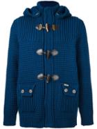 Bark Knitted Duffle Cardigan, Men's, Size: Large, Blue, Polyamide/wool