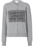 Burberry Logo Detail Cashmere Cardigan - Grey
