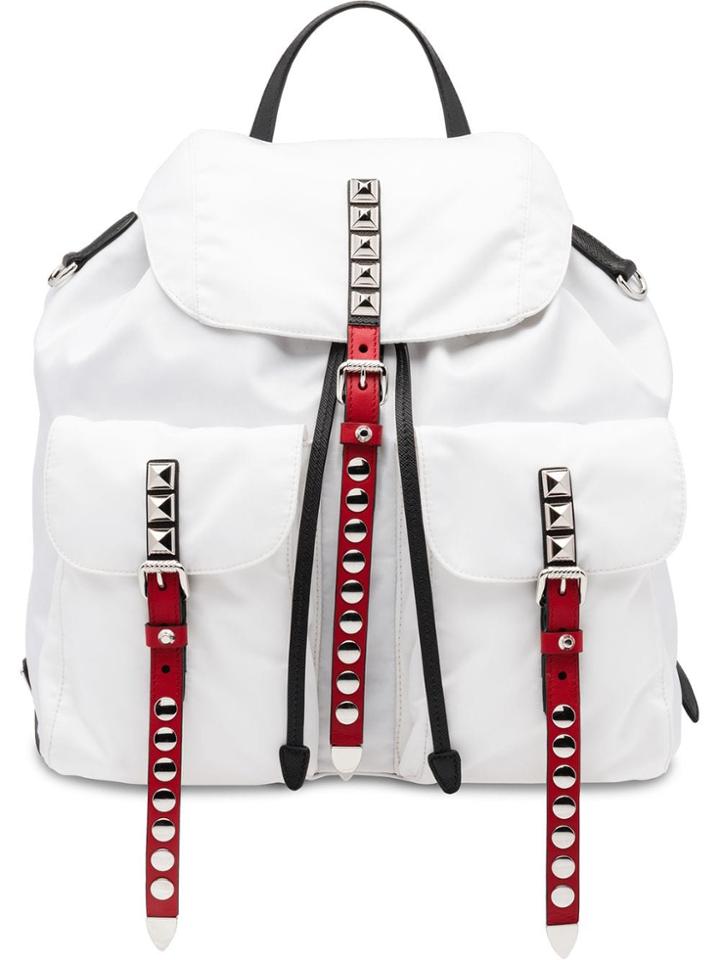 Prada Studded Detail Backpack - White