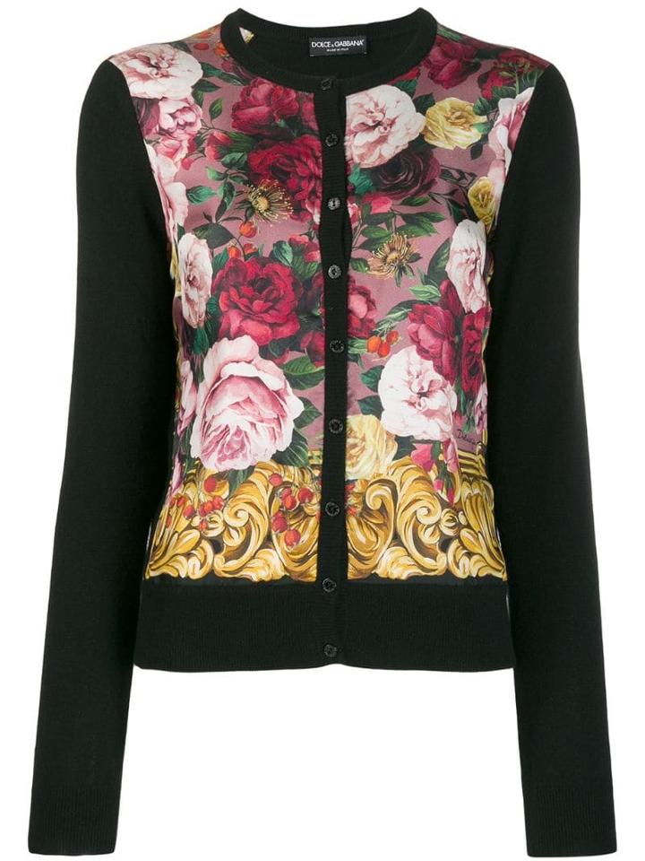 Dolce & Gabbana Cashmere Floral Cardigan - Black
