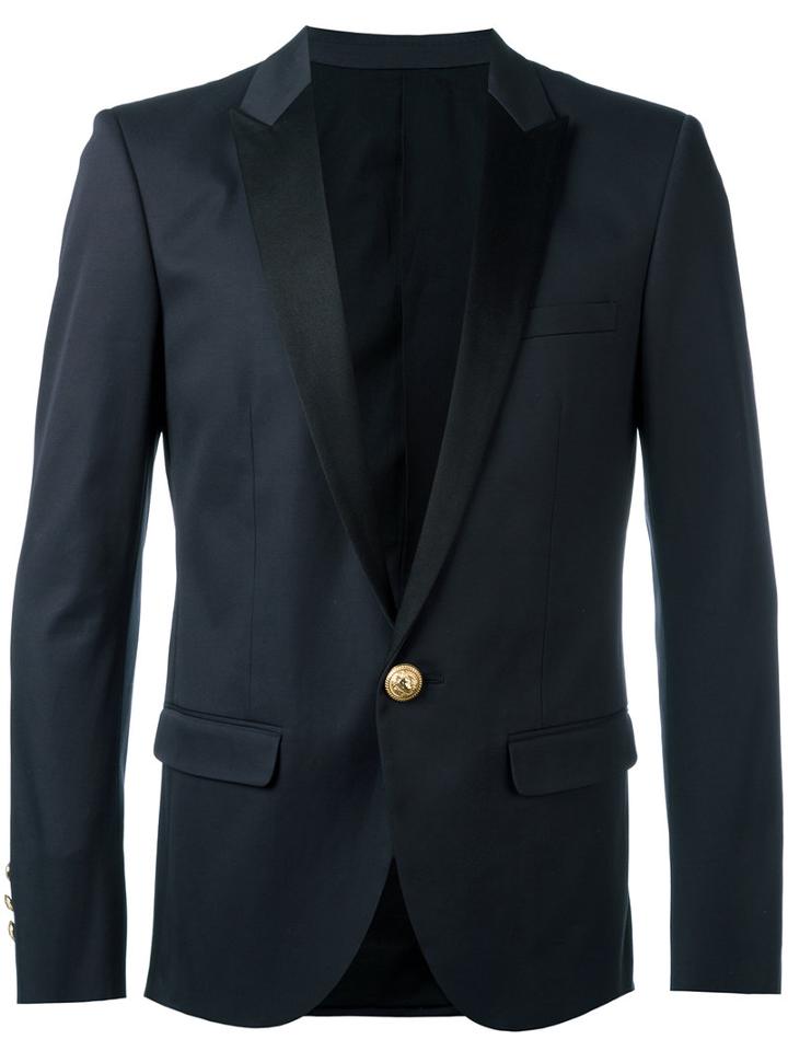 Balmain Dinner Jacket, Men's, Size: 50, Blue, Cotton/polyurethane