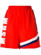 Msgm - Printed Logo Shorts - Women - Polyamide/polyester - 40, Red, Polyamide/polyester