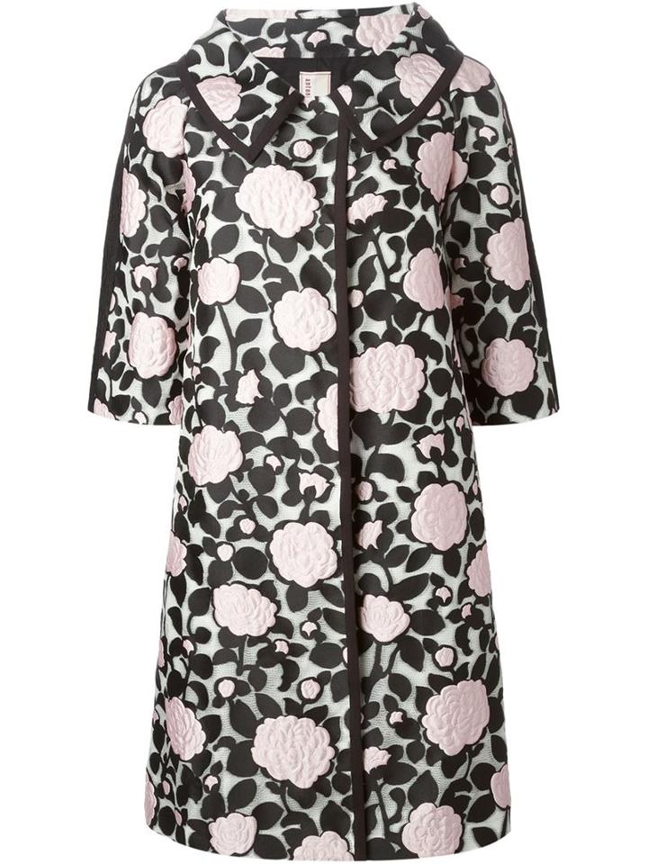 Antonio Marras Floral Appliqué Coat, Women's, Size: 40, White, Polyester/polyamide/acrylic/cotton