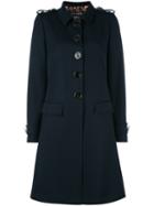 Dolce & Gabbana Nautical Buttons Coat, Women's, Size: 44, Blue, Virgin Wool/polyester/spandex/elastane
