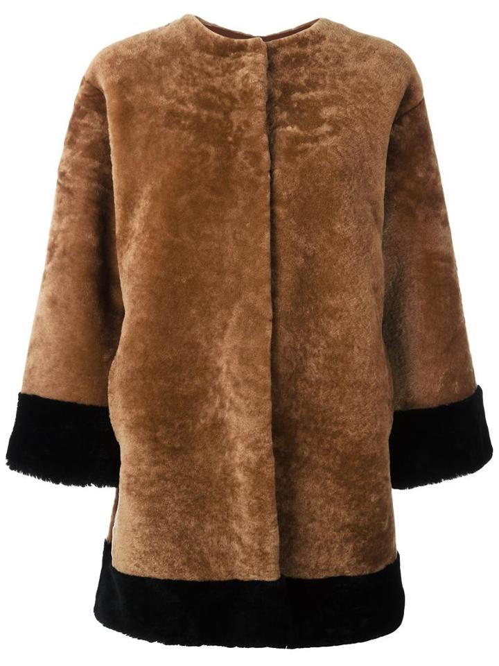 Daniela Pancheri Collarless Buttoned Jacket, Women's, Size: I, Brown, Sheep Skin/shearling/spandex/elastane/viscose