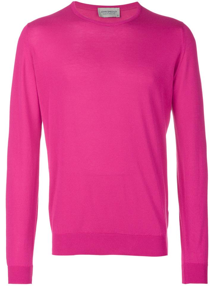 John Smedley - Crew Neck Jumper - Men - Cotton - S, Pink/purple, Cotton