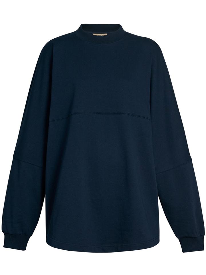 Burberry Printed Cotton Oversized Sweatshirt - Blue