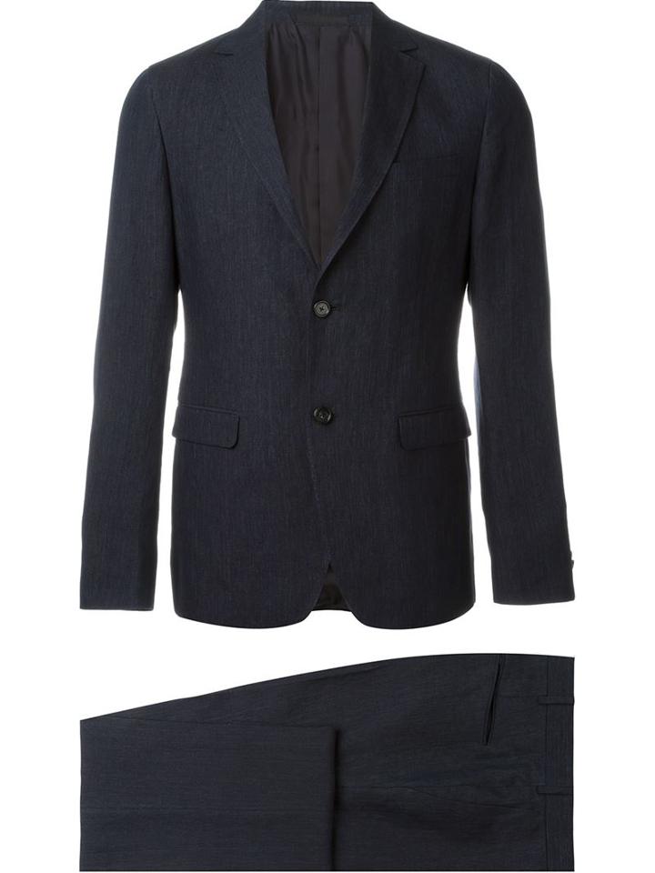 Z Zegna Two Piece Suit, Men's, Size: 52, Blue, Cupro/linen/flax