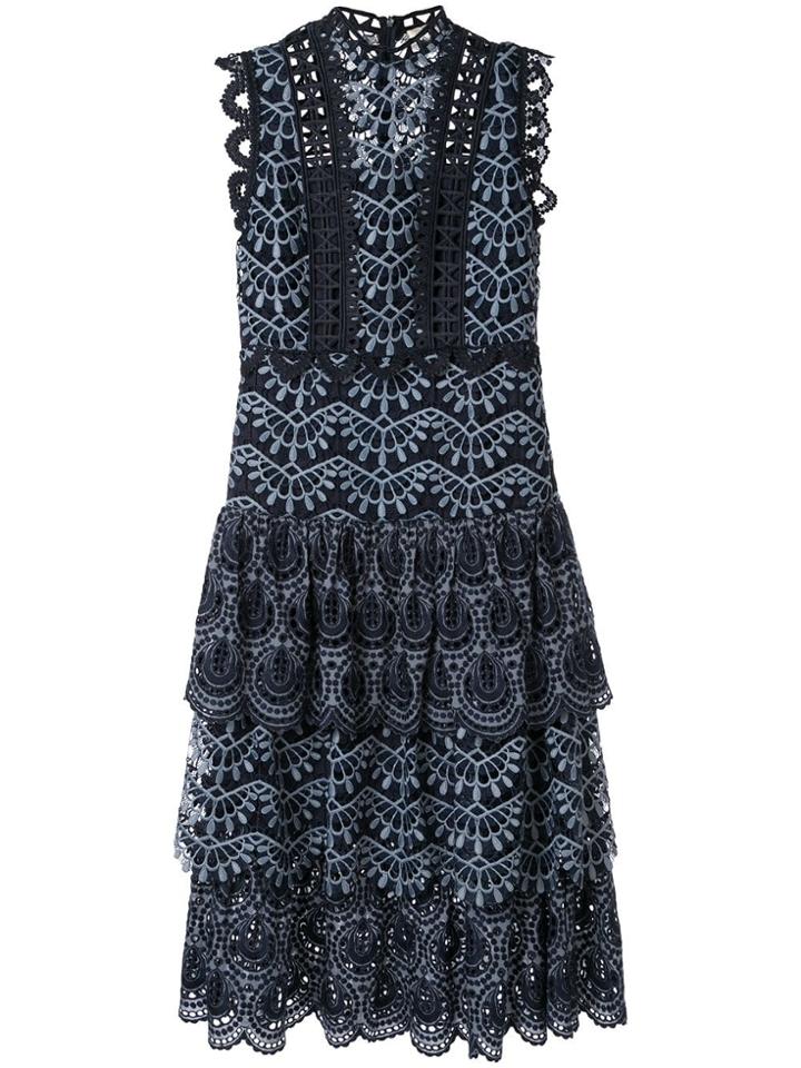 Sea Embroidered Midi Dress - Blue