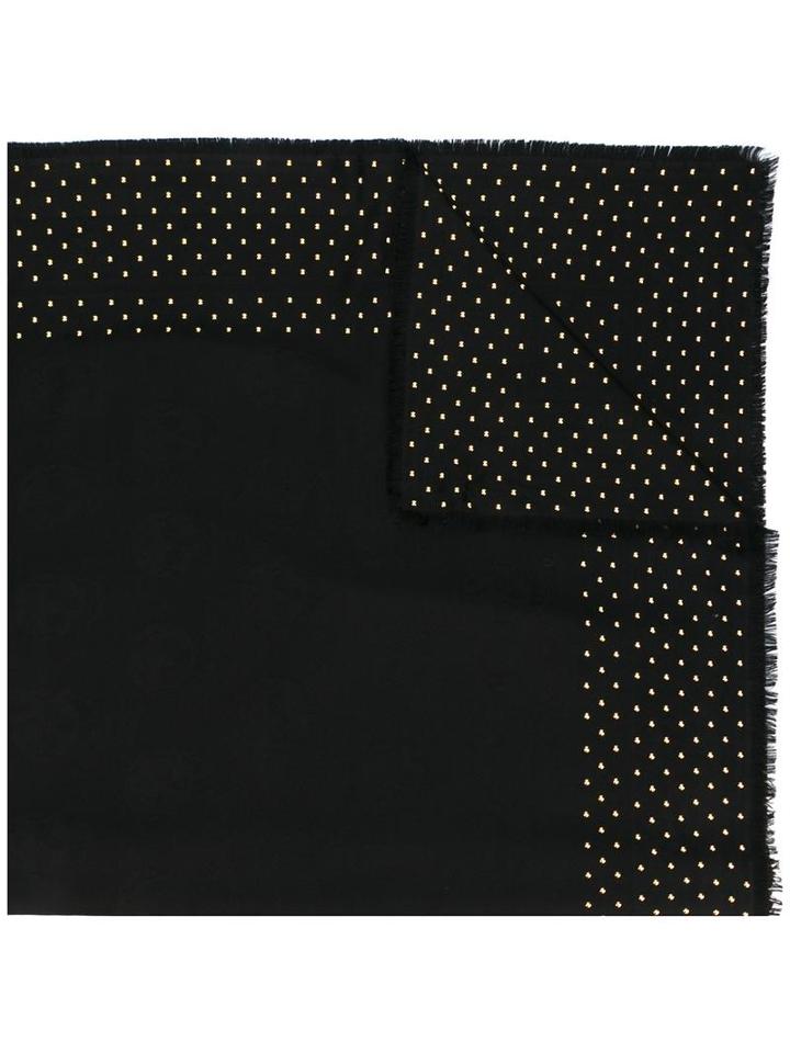 Alexander Mcqueen Studded Skull Jacquard Scarf, Women's, Black, Wool/silk/brass