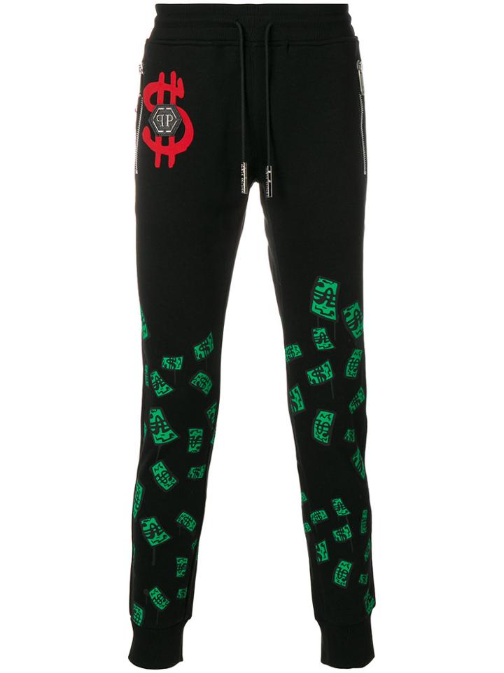 Philipp Plein Green Money Track Pants - Black