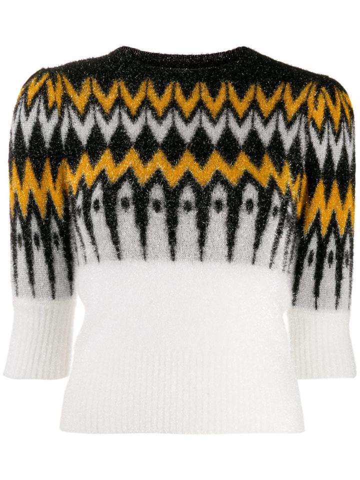 Laneus Patterned Chest Jumper - Black